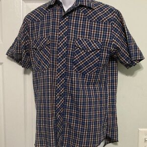 Pearl Snap OG western shirt Men's Blue Plaid  Down Shirt black snaps dont👀often
